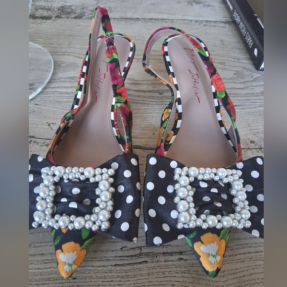 Betsey JohnsonBirdie Floral Slingback Bow Pumps Size 7 - Picture 7 of 14
